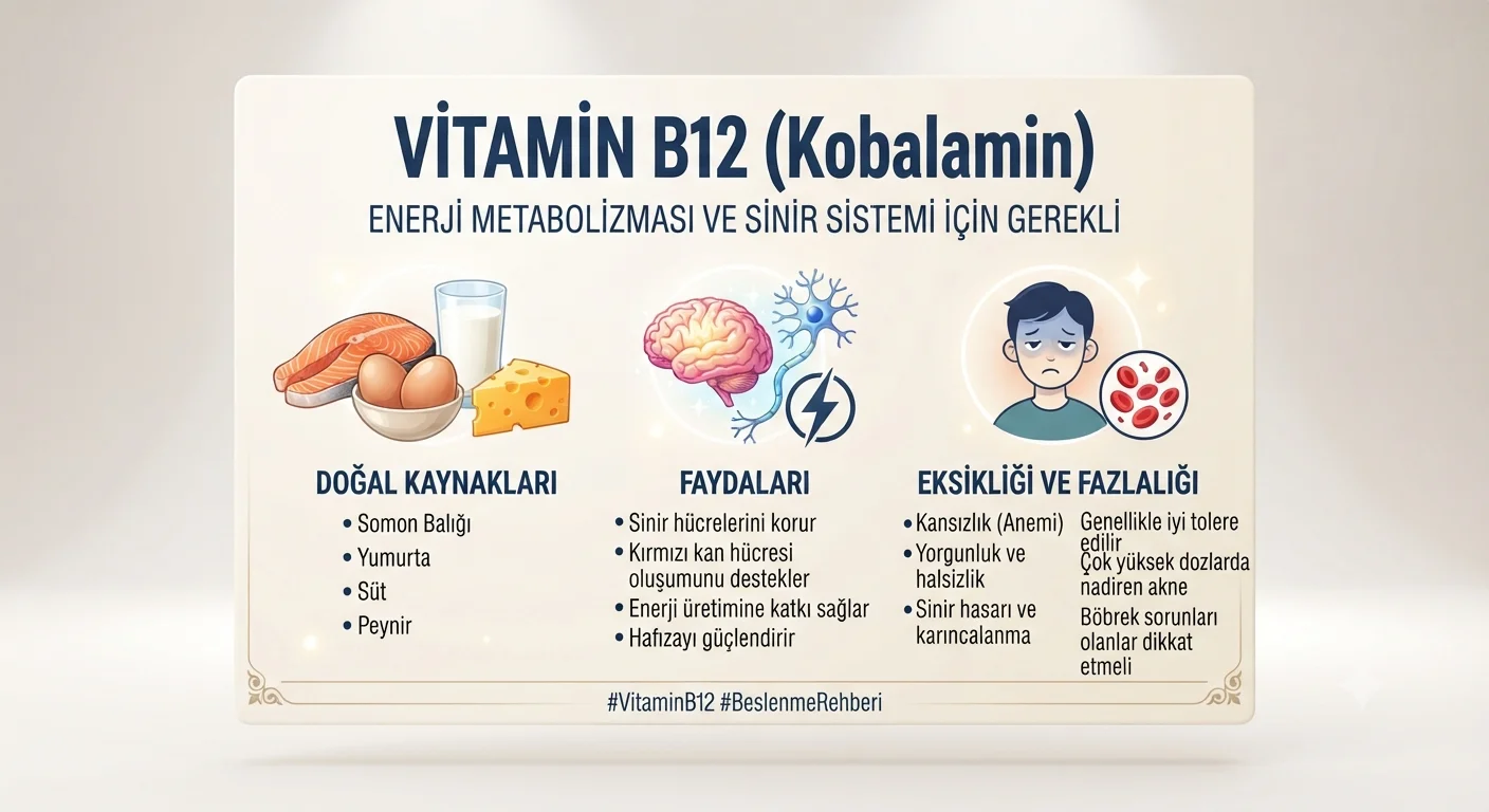 B12 Vitamini (Kobalamin) Eksikliğinde Ne Olur? Belirtileri ve Nedenleri