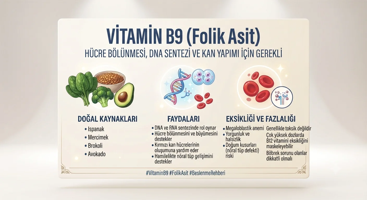 B9 Vitamini (Folik Asit) Eksikliğinde Ne Olur? Belirtileri ve Nedenleri